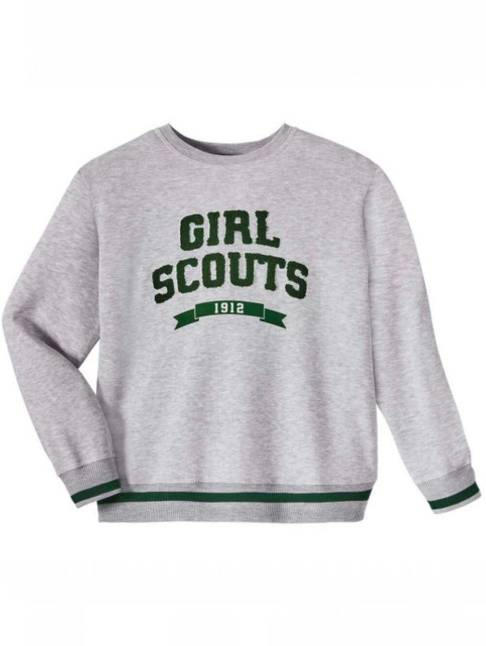 Girl Scouts Sweatshirt Grey Heathered Green Textured Logo Womens Size Small
